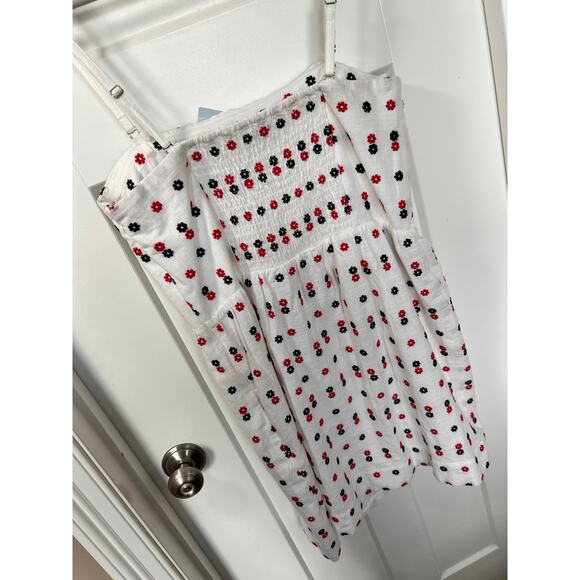 NWT Ann Taylor Womens Floral Embroidered Smocked Back Flare Dress White Size 10P - Picture 6 of 13